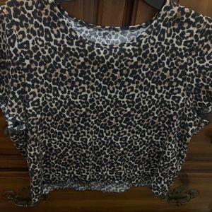 cropped cheetah print soft top